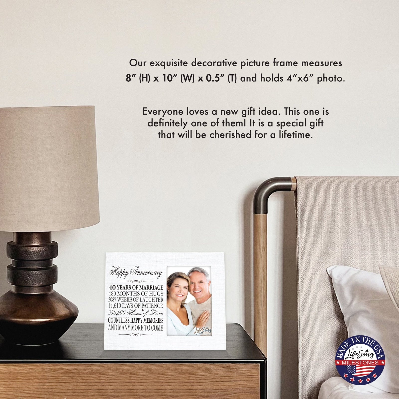 Couples Unique 40th Wedding Anniversary Photo Frame Decorations - Countless Happy Memories - LifeSong Milestones