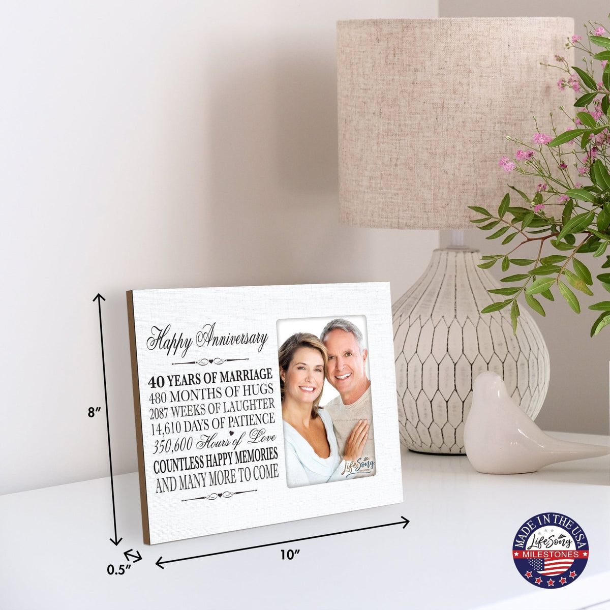 Couples Unique 40th Wedding Anniversary Photo Frame Decorations - Countless Happy Memories - LifeSong Milestones