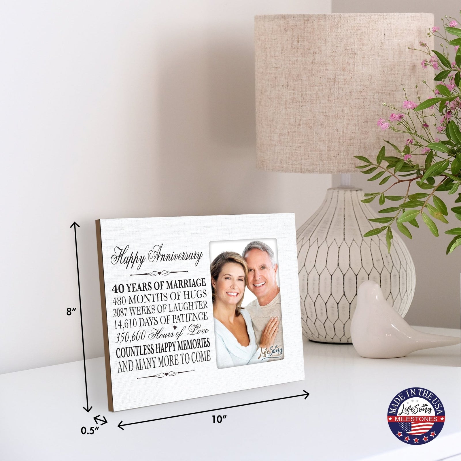 Couples Unique 40th Wedding Anniversary Photo Frame Decorations - Countless Happy Memories - LifeSong Milestones