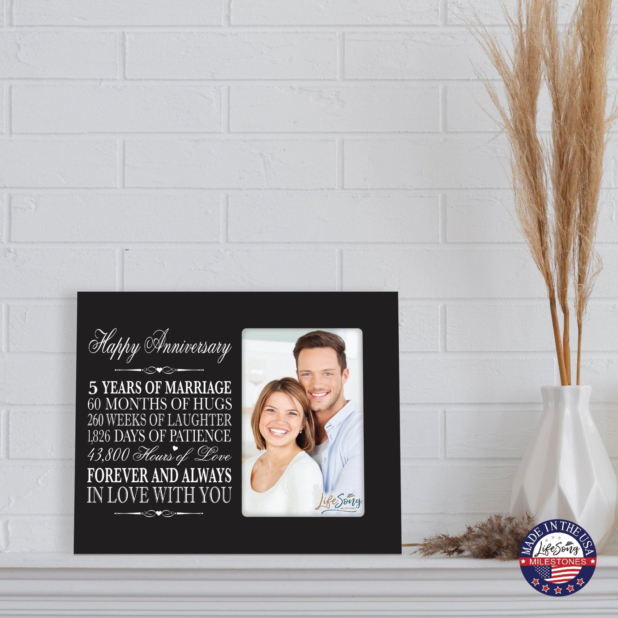 Couples Unique 5th Wedding Anniversary Photo Frame Decorations - Forever and Always - LifeSong Milestones