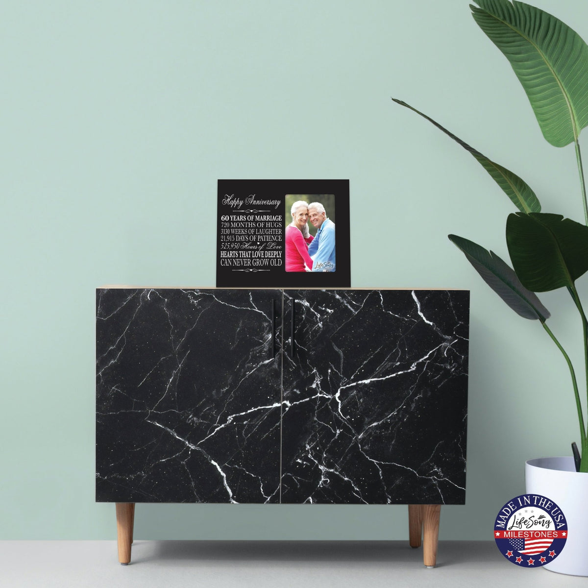 Couples Unique 60th Wedding Anniversary Photo Frame Decorations - Hearts That Love Deeply - LifeSong Milestones