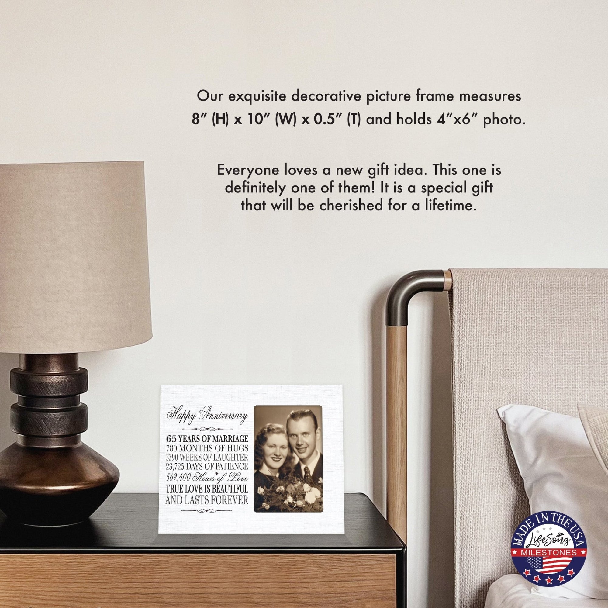 Couples Unique 65th Wedding Anniversary Photo Frame Decorations - True Love Is Beautiful - LifeSong Milestones