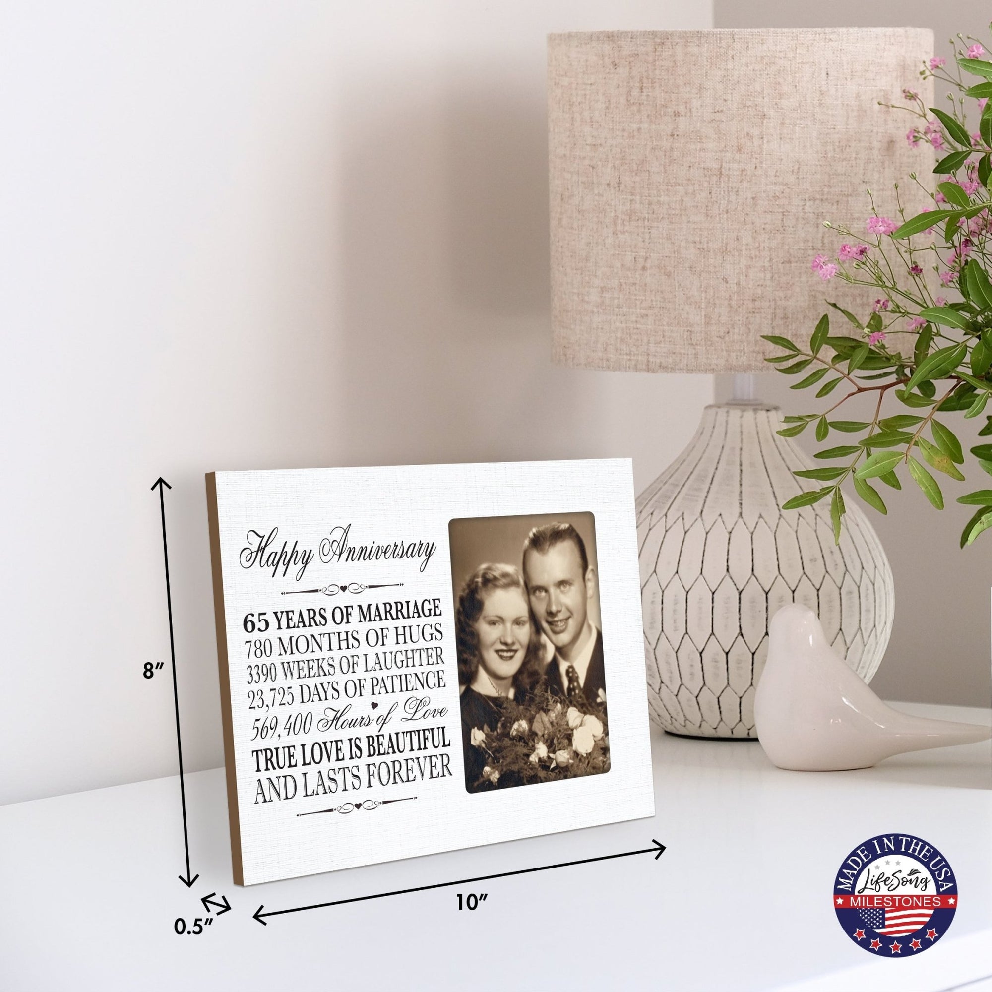 Couples Unique 65th Wedding Anniversary Photo Frame Decorations - True Love Is Beautiful - LifeSong Milestones