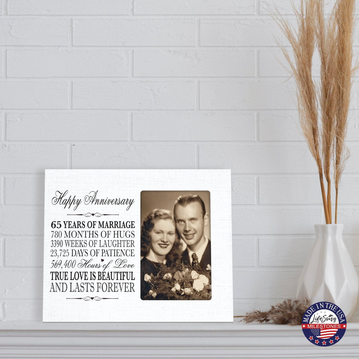 Couples Unique 65th Wedding Anniversary Photo Frame Decorations - True Love Is Beautiful - LifeSong Milestones
