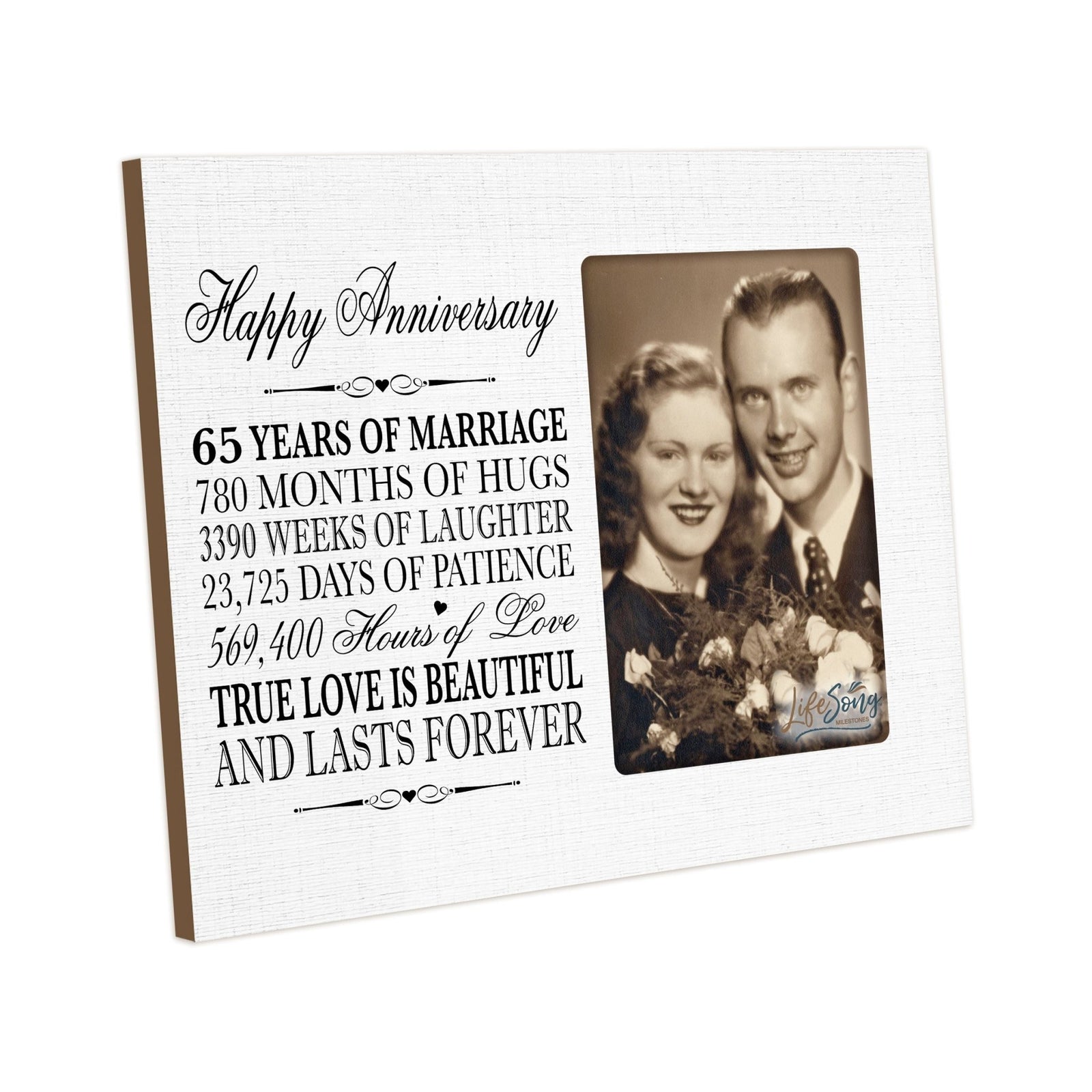 Couples Unique 65th Wedding Anniversary Photo Frame Decorations - True Love Is Beautiful - LifeSong Milestones