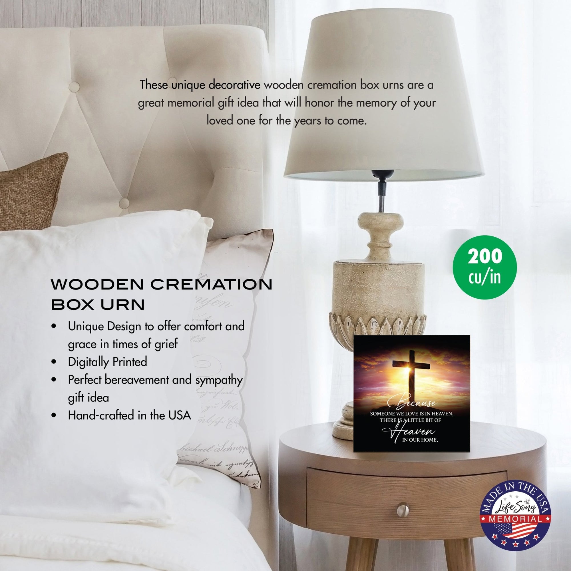 Cremation Urn for Human Ashes – Handcrafted Wooden Memorial Keepsake (Made in USA) - LifeSong Milestones