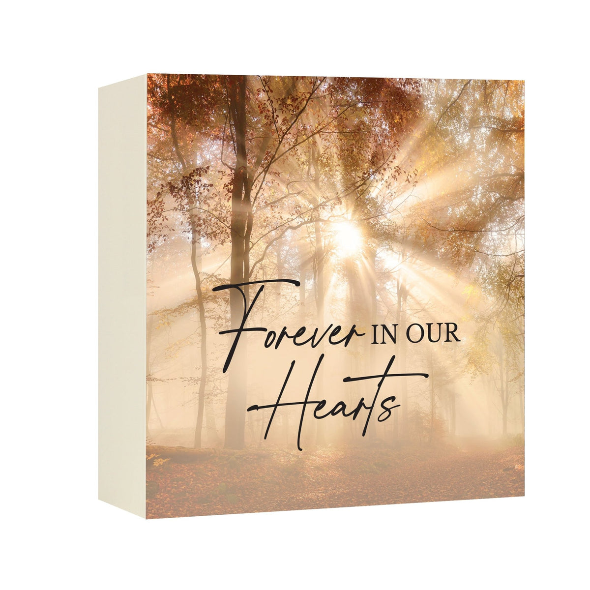 Cremation Urn Wooden Memorial Keepsake for Human Ashes – “Forever in Our Hearts” Tribute Box - LifeSong Milestones
