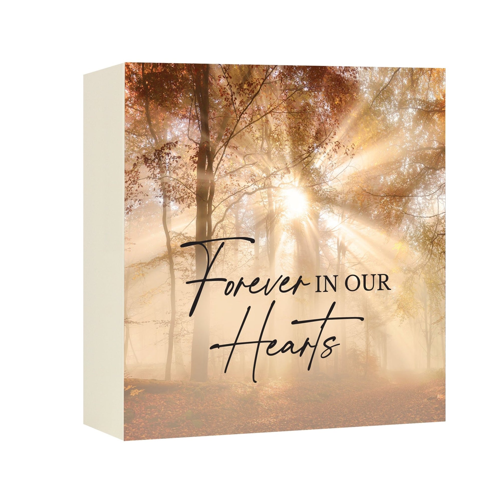 Cremation Urn Wooden Memorial Keepsake for Human Ashes – “Forever in Our Hearts” Tribute Box - LifeSong Milestones