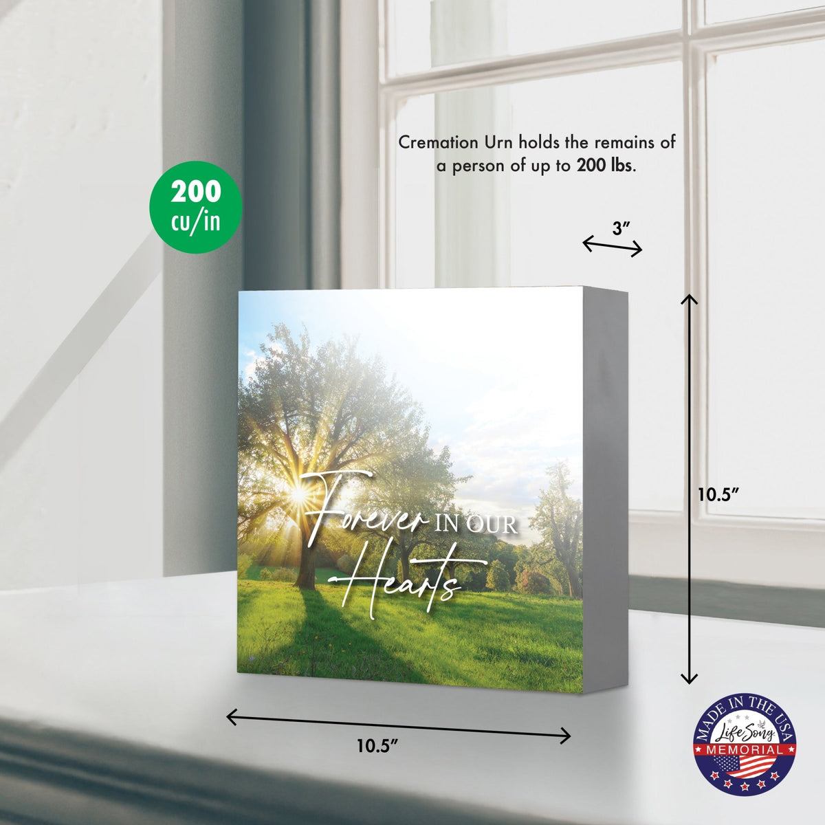 Cremation Urn Wooden Memorial Keepsake for Human Ashes – “Forever in Our Hearts” Tribute Box - LifeSong Milestones