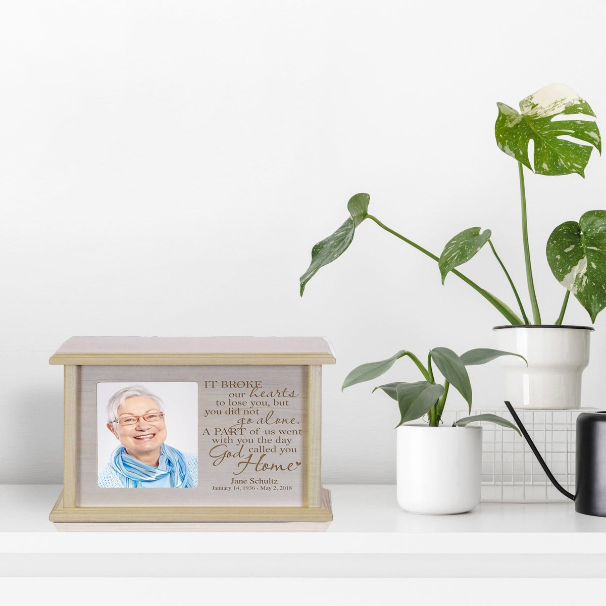 Custom Funeral Engraved Photo Cremation Urn Box Bereavement Gift - It Broke Our Hearts - LifeSong Milestones