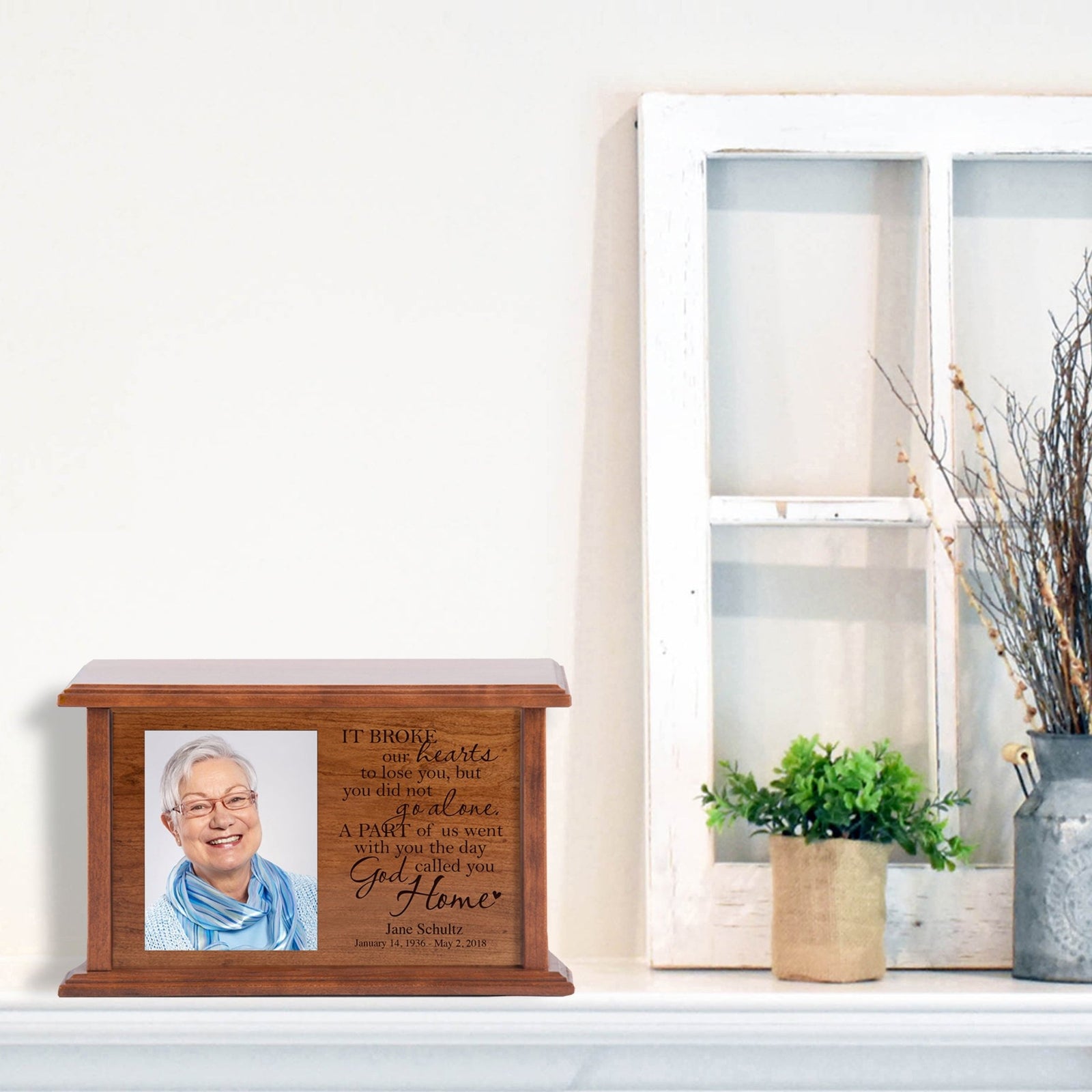 Custom Funeral Engraved Photo Cremation Urn Box Bereavement Gift - It Broke Our Hearts - LifeSong Milestones