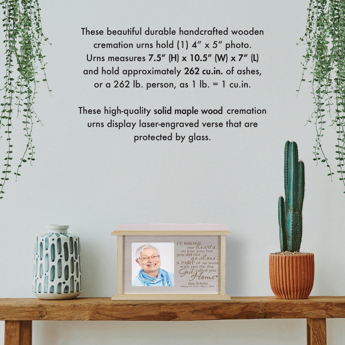 Custom Funeral Engraved Photo Cremation Urn Box Bereavement Gift - It Broke Our Hearts - LifeSong Milestones