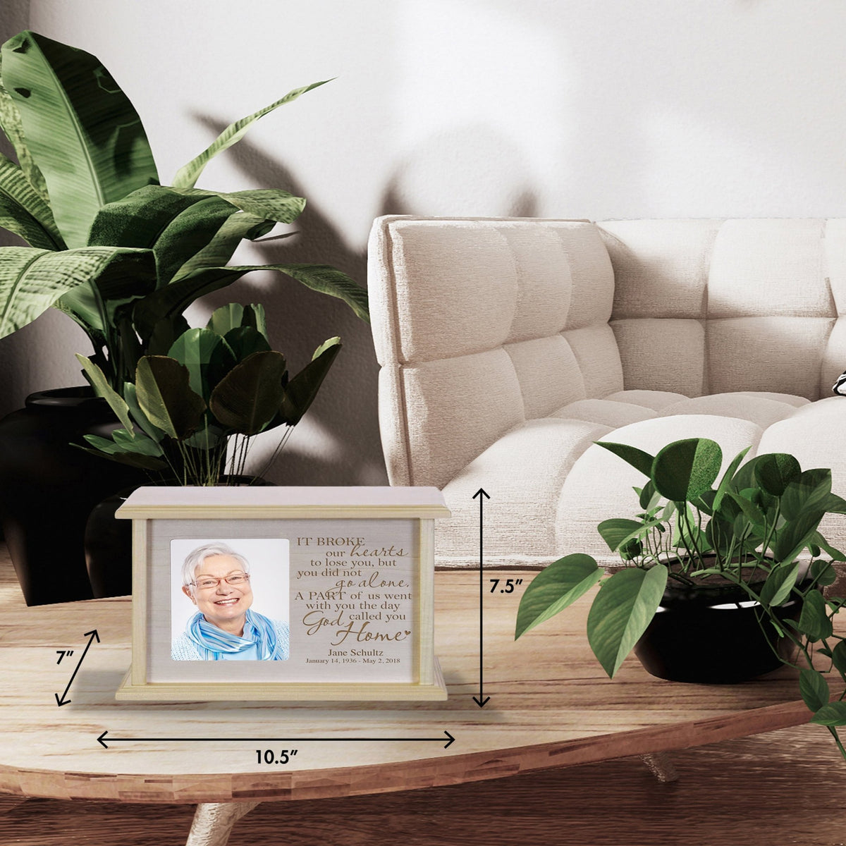 Custom Funeral Engraved Photo Cremation Urn Box Bereavement Gift - It Broke Our Hearts - LifeSong Milestones