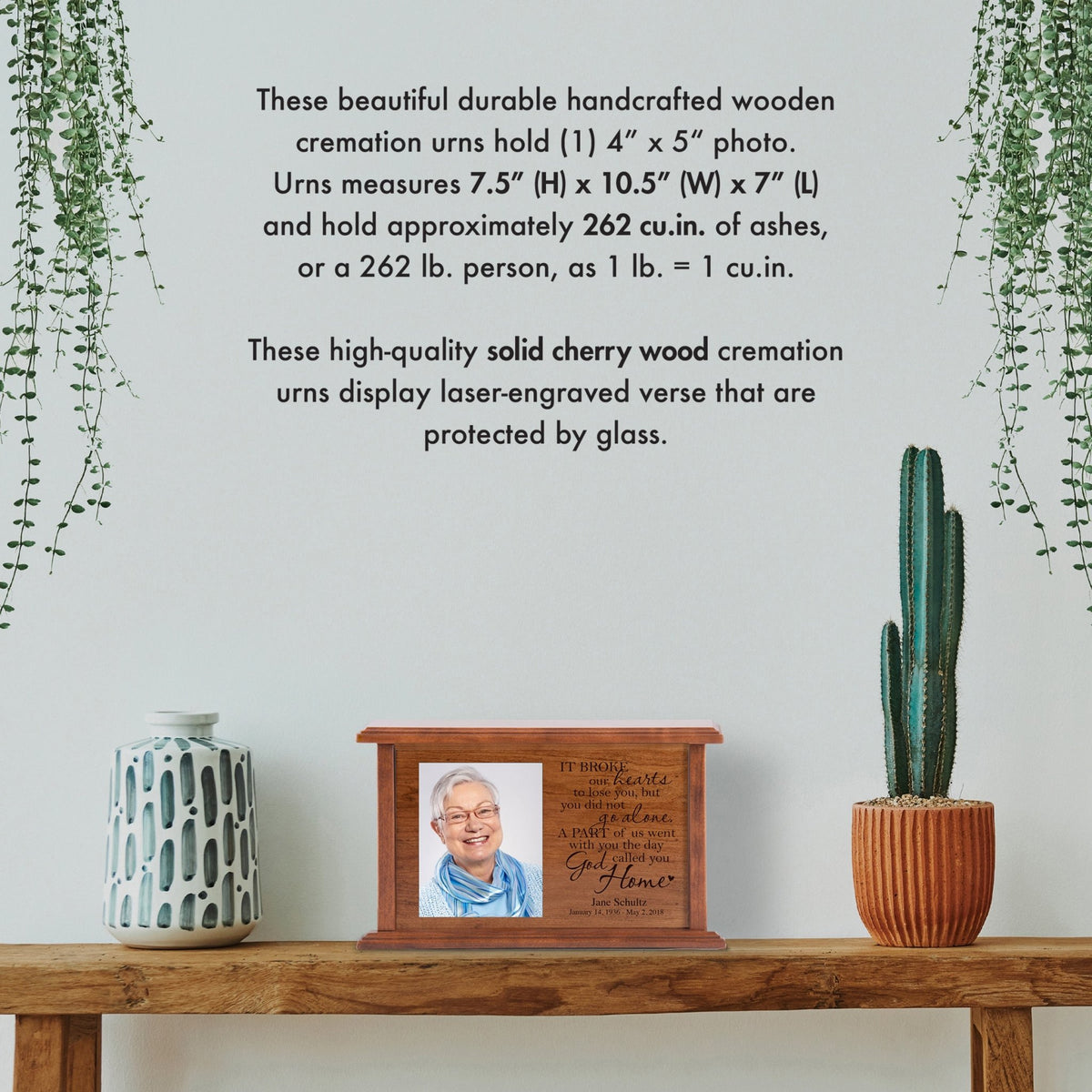 Custom Funeral Engraved Photo Cremation Urn Box Bereavement Gift - It Broke Our Hearts - LifeSong Milestones
