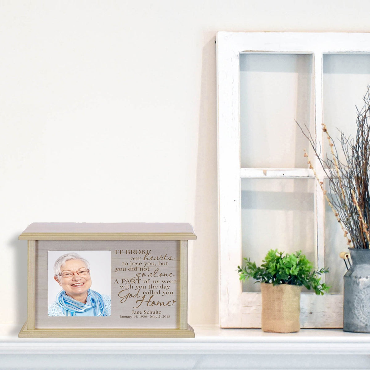 Custom Funeral Engraved Photo Cremation Urn Box Bereavement Gift - It Broke Our Hearts - LifeSong Milestones