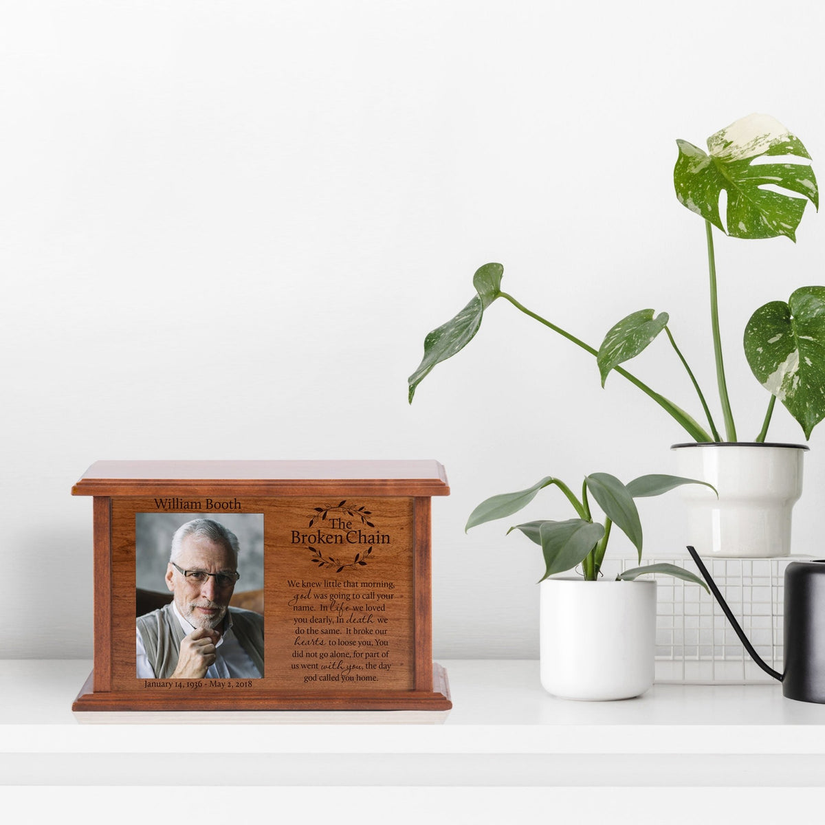 Custom Memorial Engraved Photo Cremation Urn Box Sympathy Gift - The Broken Chain - LifeSong Milestones