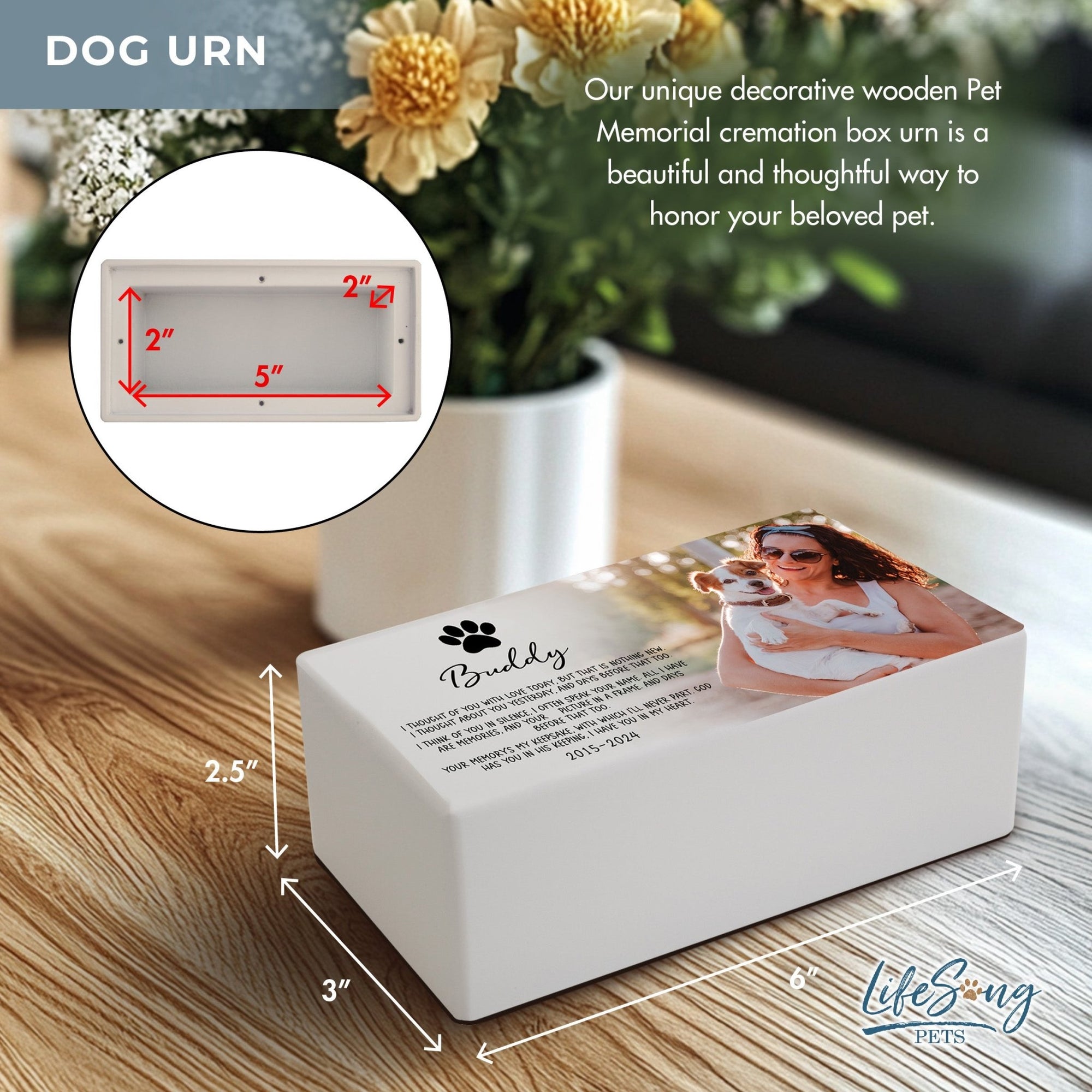 Custom Memorial Urn for Dogs and Cats with Engraving Options - I Thought Of You - LifeSong Milestones