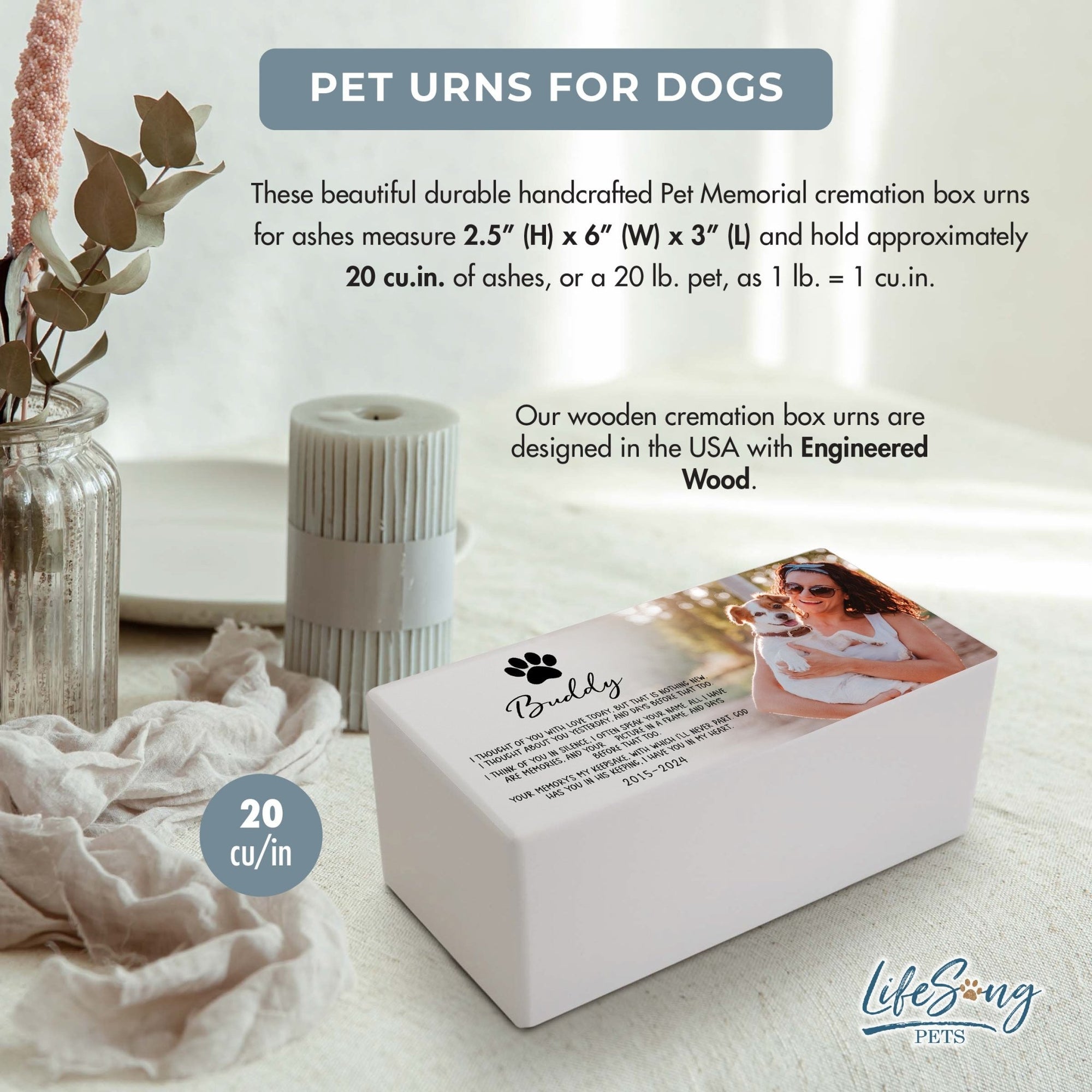 Custom Memorial Urn for Dogs and Cats with Engraving Options - I Thought Of You - LifeSong Milestones