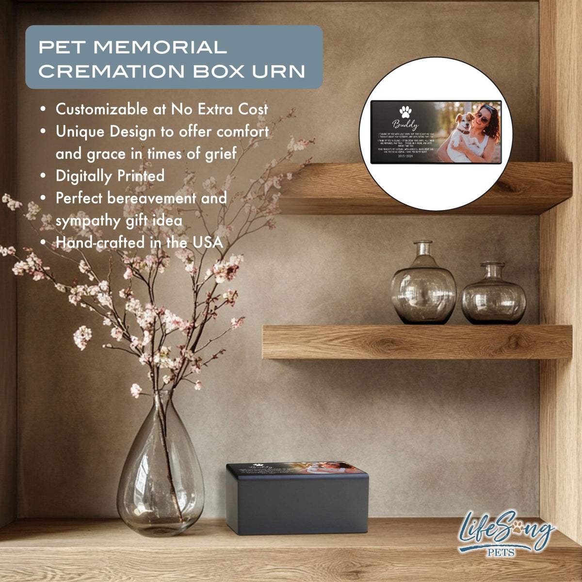 Custom Memorial Urn for Dogs and Cats with Engraving Options - I Thought Of You - LifeSong Milestones