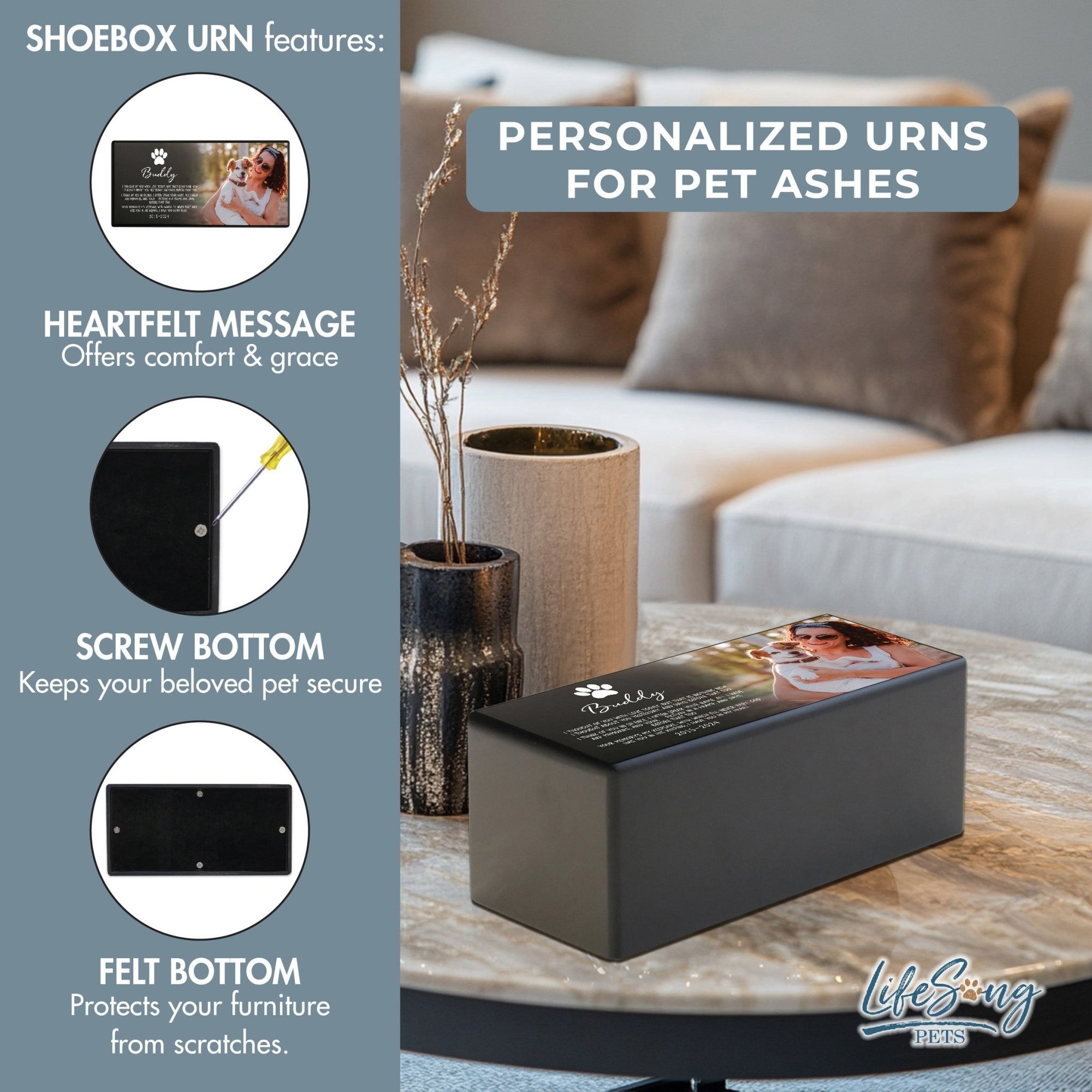 Custom Memorial Urn for Dogs and Cats with Engraving Options - I Thought Of You - LifeSong Milestones