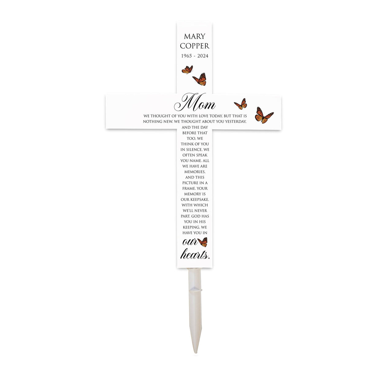 Custom Solar Lighted Cross Grave Marker| Loss of Loved One Cemetery Keepsake - LifeSong Milestones