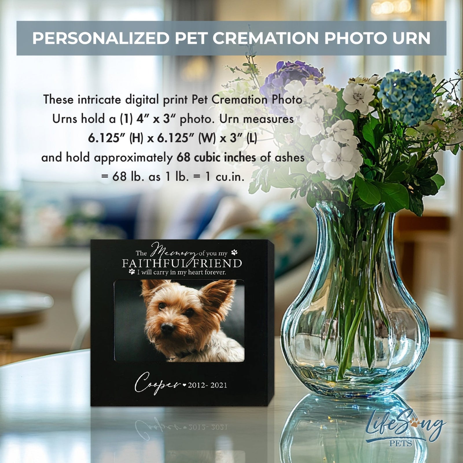 Custom Wooden Pet Urn with Photo Frame – A Loving Tribute to Your Pet - My Faithful Friend - LifeSong Milestones