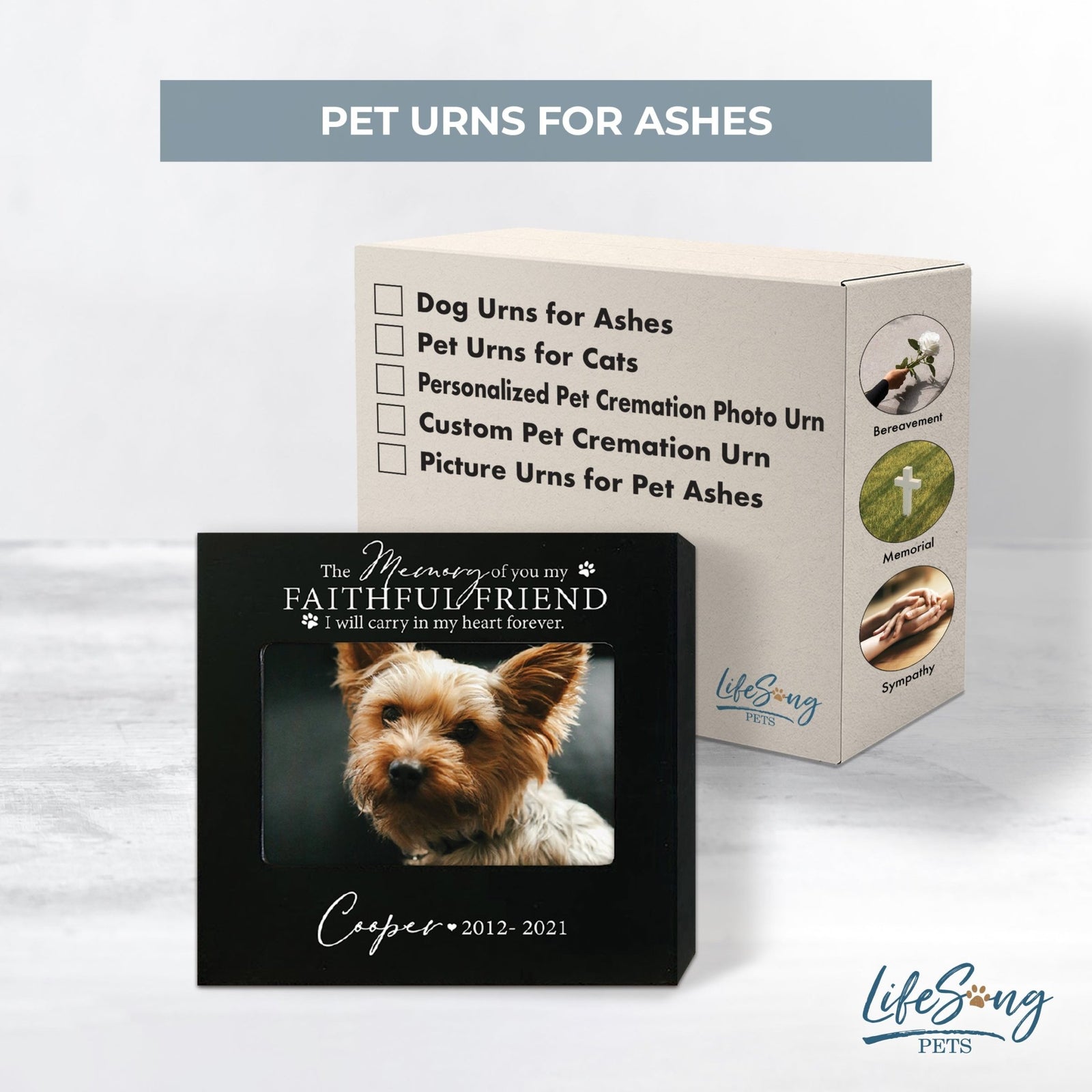 Custom Wooden Pet Urn with Photo Frame – A Loving Tribute to Your Pet - My Faithful Friend - LifeSong Milestones