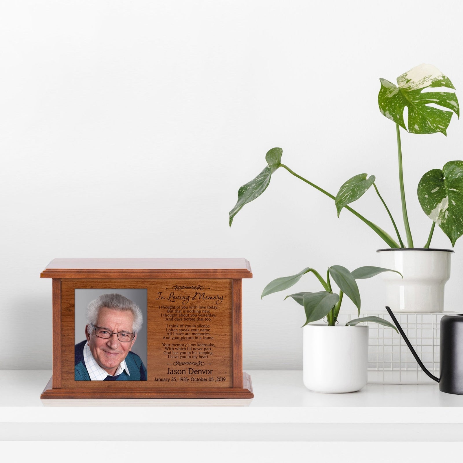 Custom Wooden Photo Urn Box for Human Ashes - In Loving Memory - LifeSong Milestones