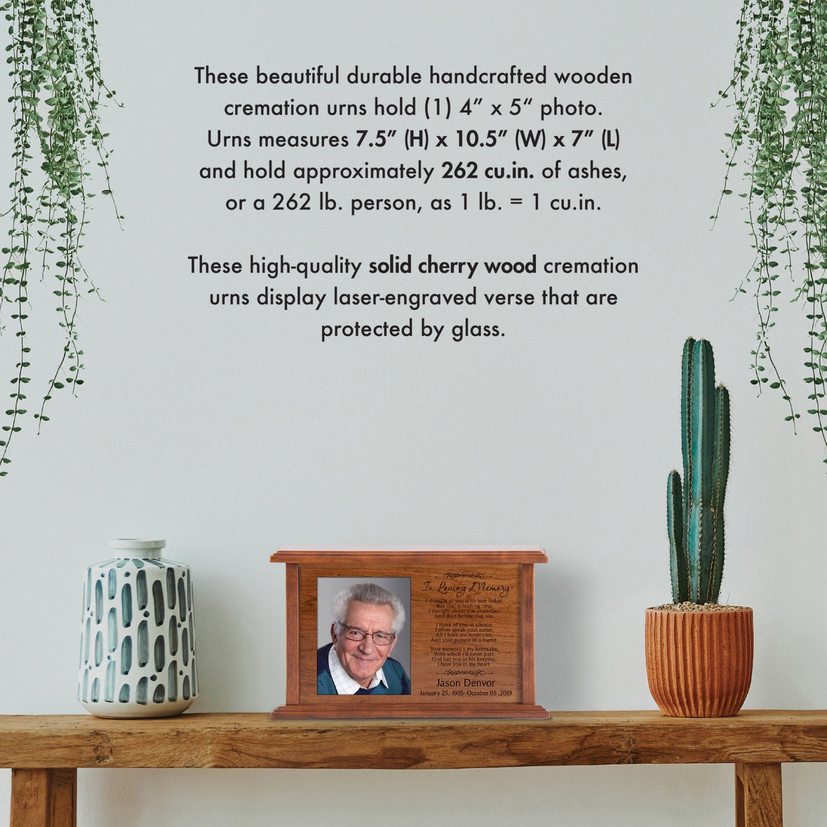 Custom Wooden Photo Urn Box for Human Ashes - In Loving Memory - LifeSong Milestones
