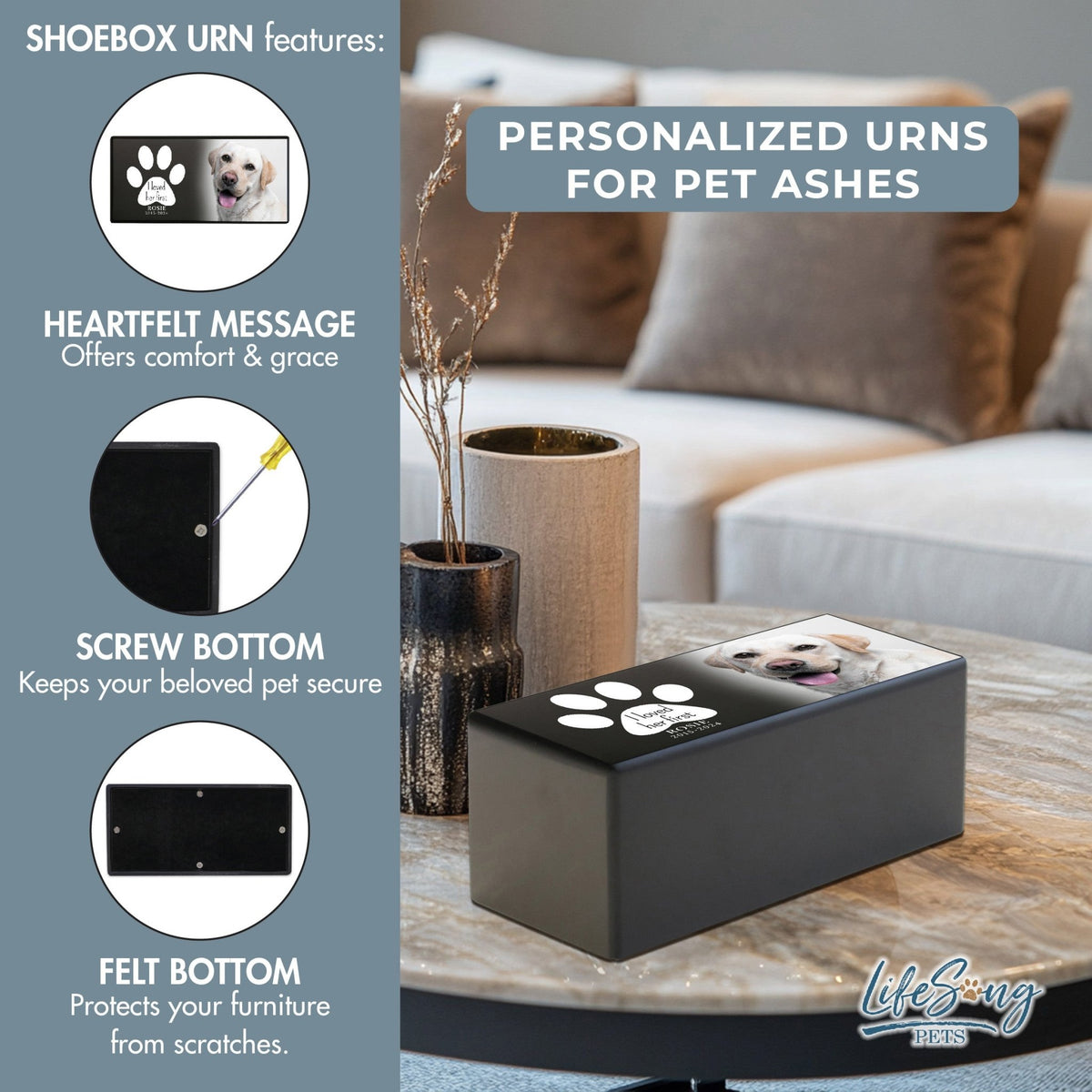 Dog Memorial Urn for Ashes – Custom Bereavement Gift for Dog Lovers - I Loved Her First - LifeSong Milestones