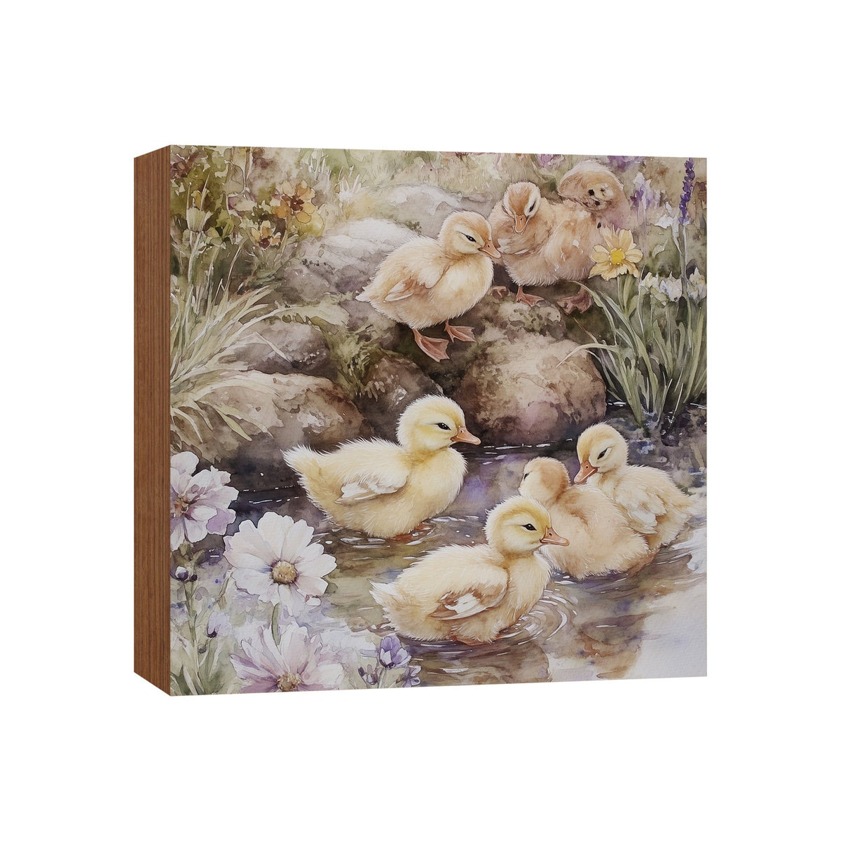 Duck Shelf Sitter 5x5 — Square Birch Wood Spring & Easter Tiered Tray Décor | USA-Made - LifeSong Milestones