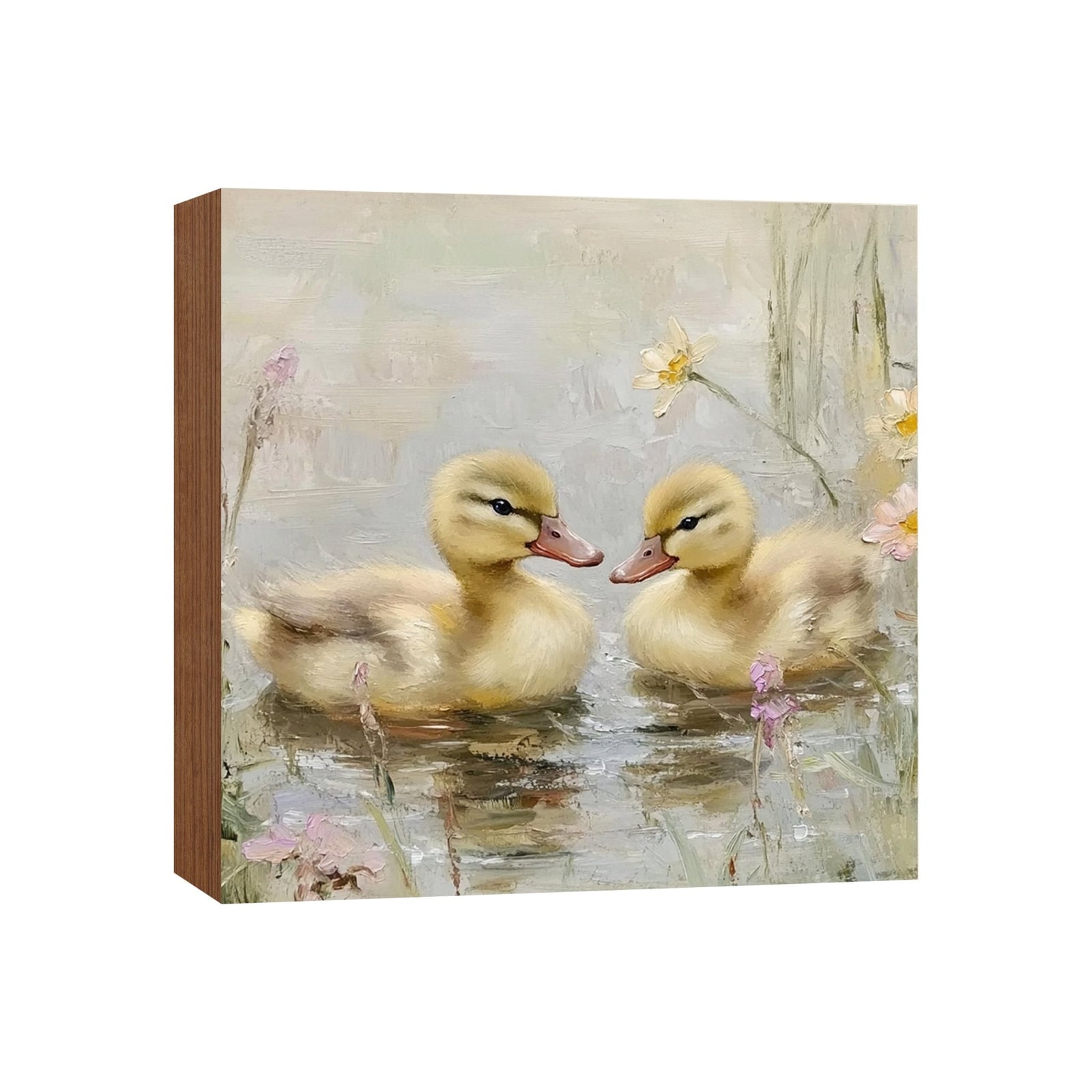 Duck Shelf Sitter 5x5 — Square Birch Wood Spring & Easter Tiered Tray Décor | USA-Made - LifeSong Milestones