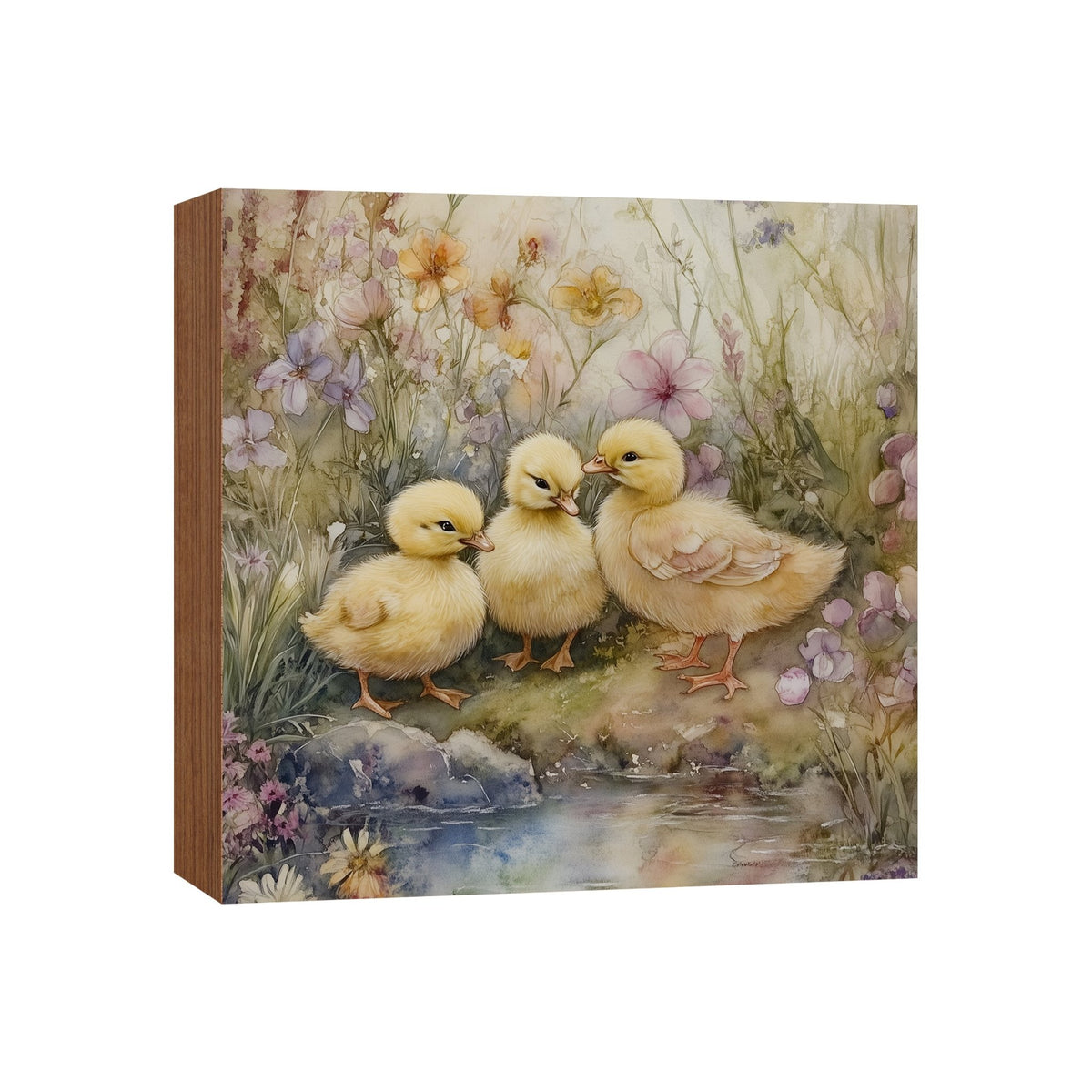 Duck Shelf Sitter 5x5 — Square Birch Wood Spring & Easter Tiered Tray Décor | USA-Made - LifeSong Milestones
