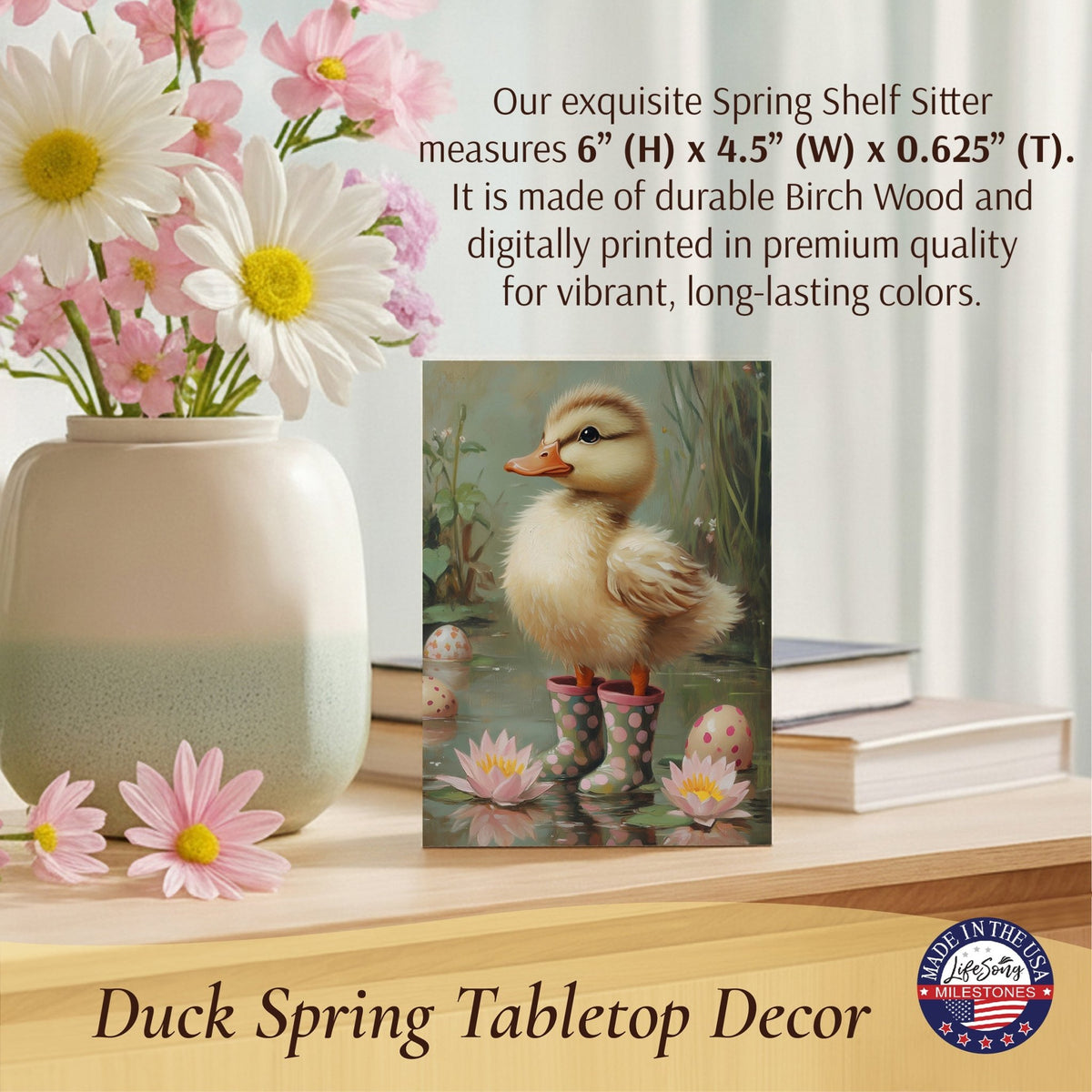 Duck Shelf Sitter for Tiered Tray — Handcrafted Birch Wood Spring Décor | 10 Designs - LifeSong Milestones