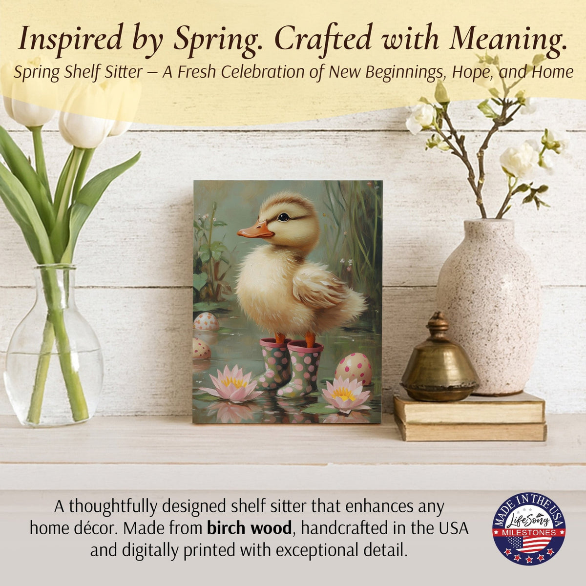 Duck Shelf Sitter for Tiered Tray — Handcrafted Birch Wood Spring Décor | 10 Designs - LifeSong Milestones