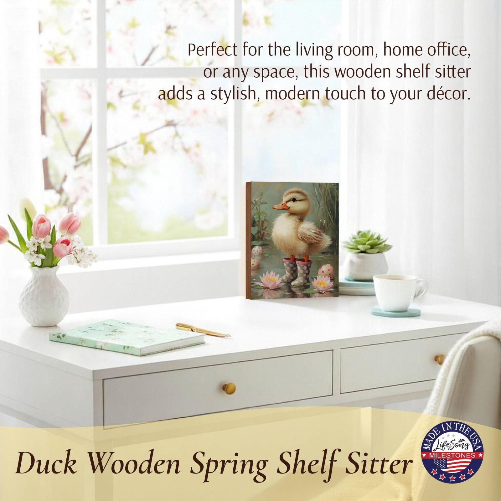 Duck Shelf Sitter for Tiered Tray — Handcrafted Birch Wood Spring Décor | 10 Designs - LifeSong Milestones