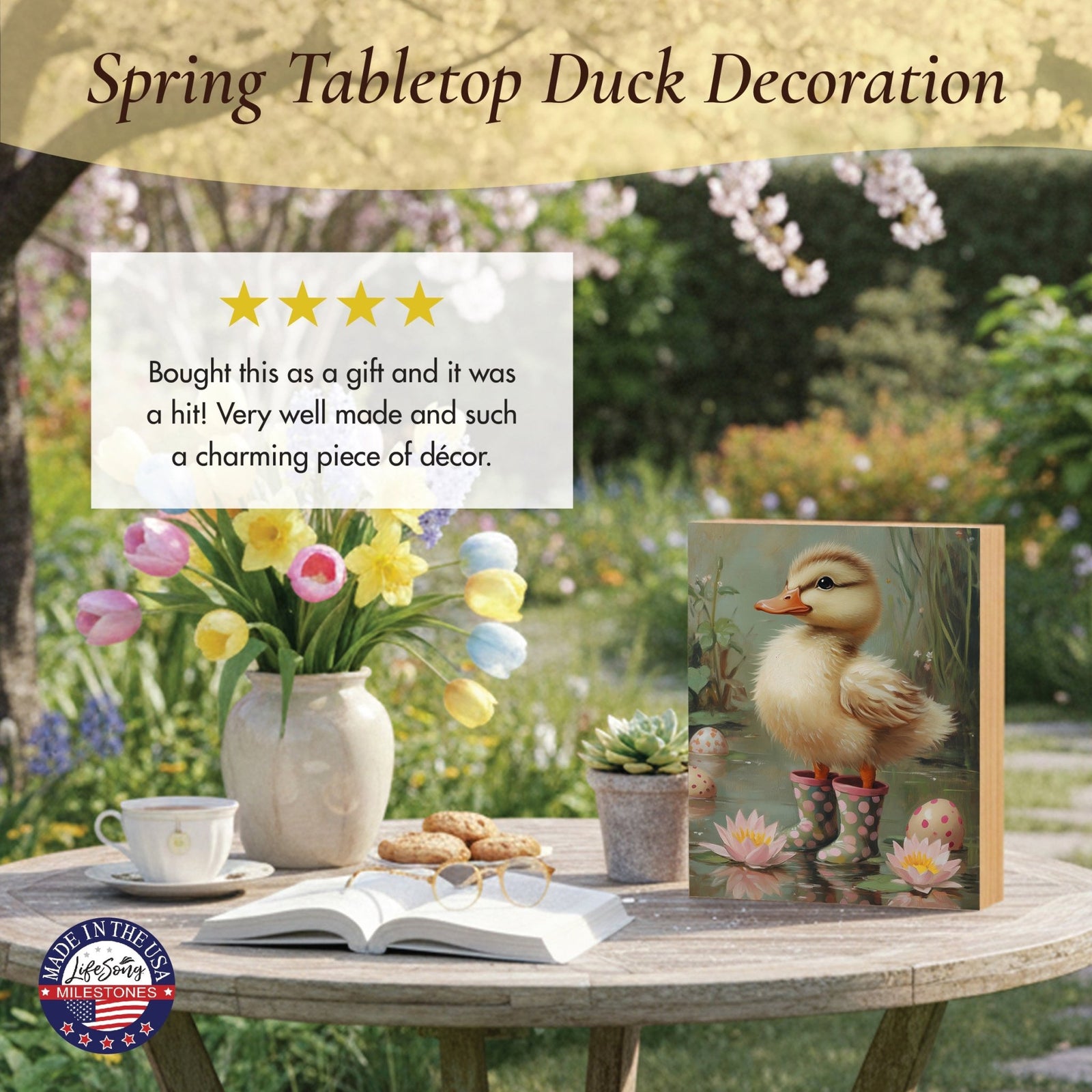 Duck Shelf Sitter for Tiered Tray — Handcrafted Birch Wood Spring Décor | 10 Designs - LifeSong Milestones