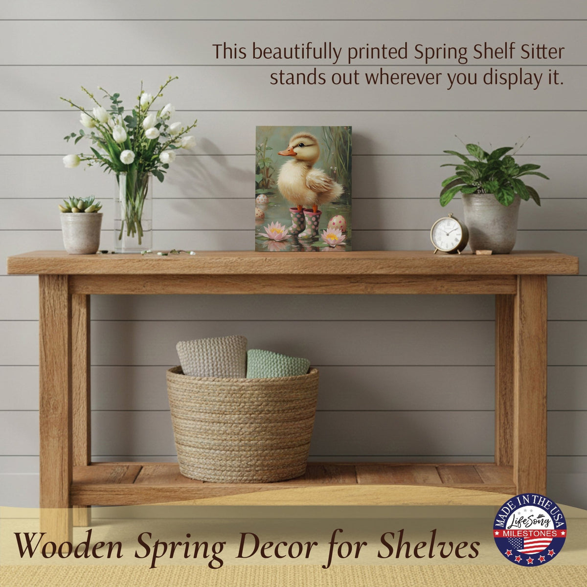 Duck Shelf Sitter for Tiered Tray — Handcrafted Birch Wood Spring Décor | 10 Designs - LifeSong Milestones