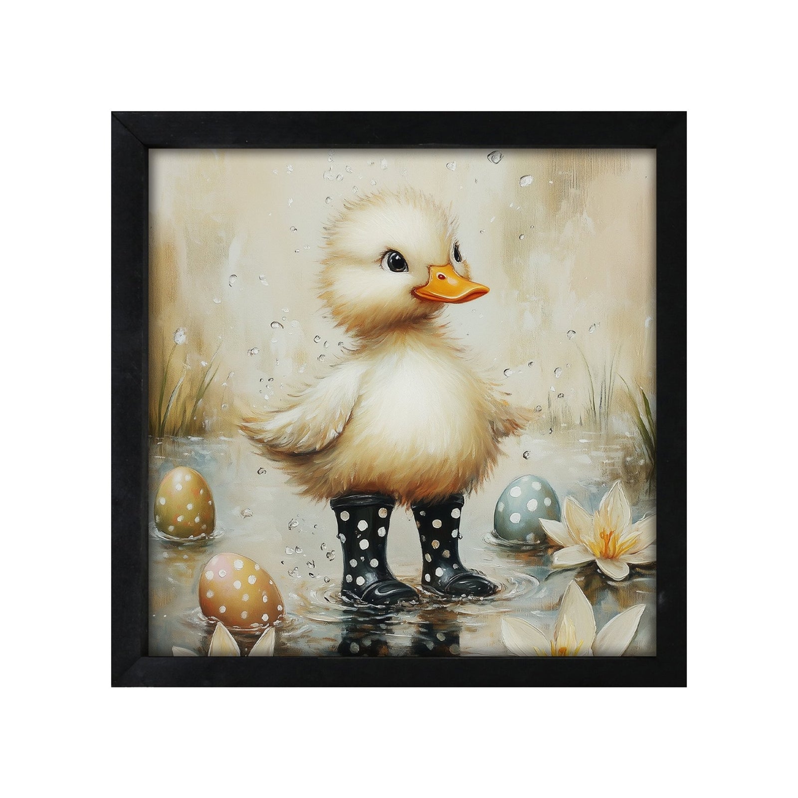 Duck Wall Art for Living Room — 20x20 Black Framed Wood Sign | Spring & Easter Home Décor Gift - LifeSong Milestones