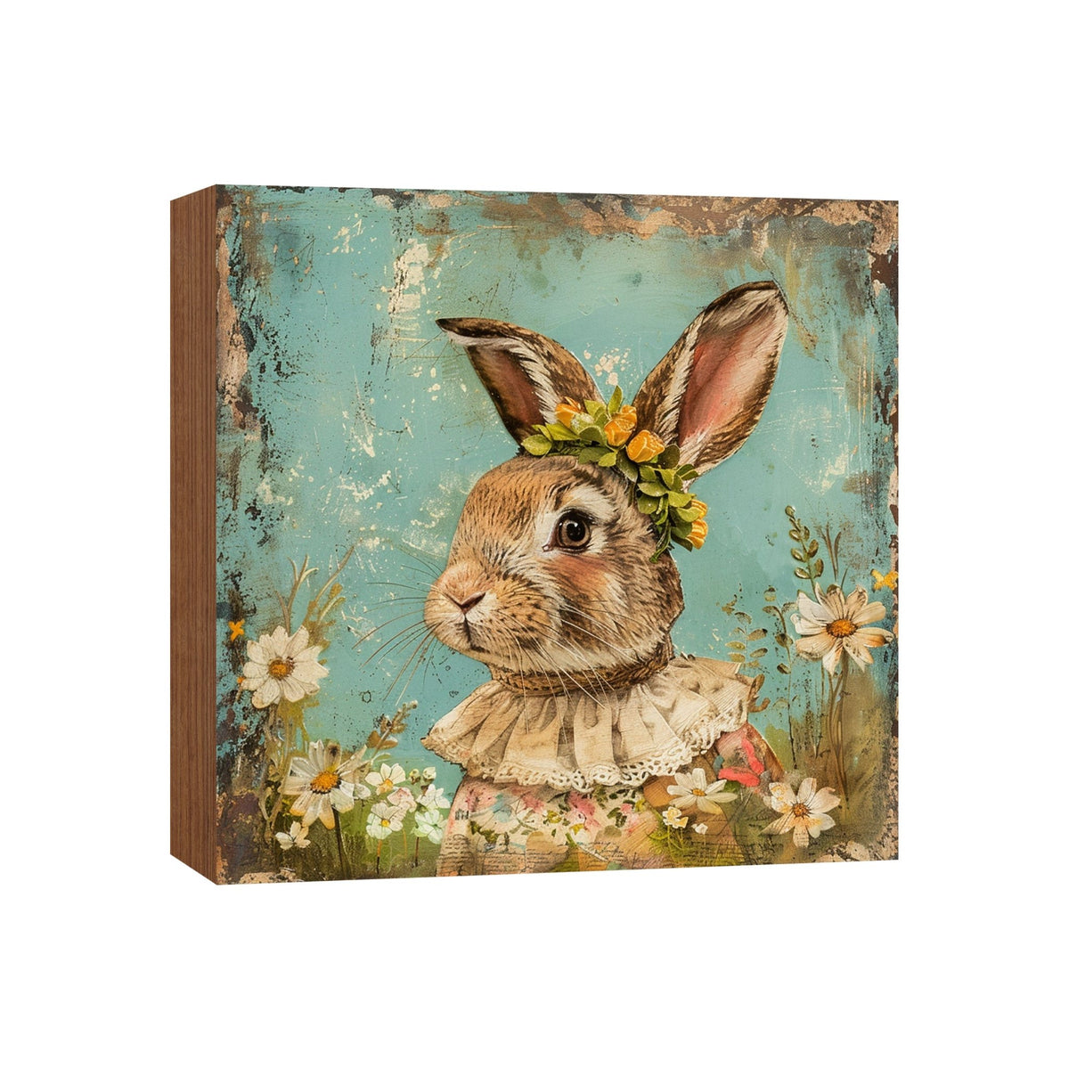 Easter Bunny Shelf Sitter 5x5 — Handcrafted Birch Wood Spring Tiered Tray Décor | Bunny Lover Gift - LifeSong Milestones
