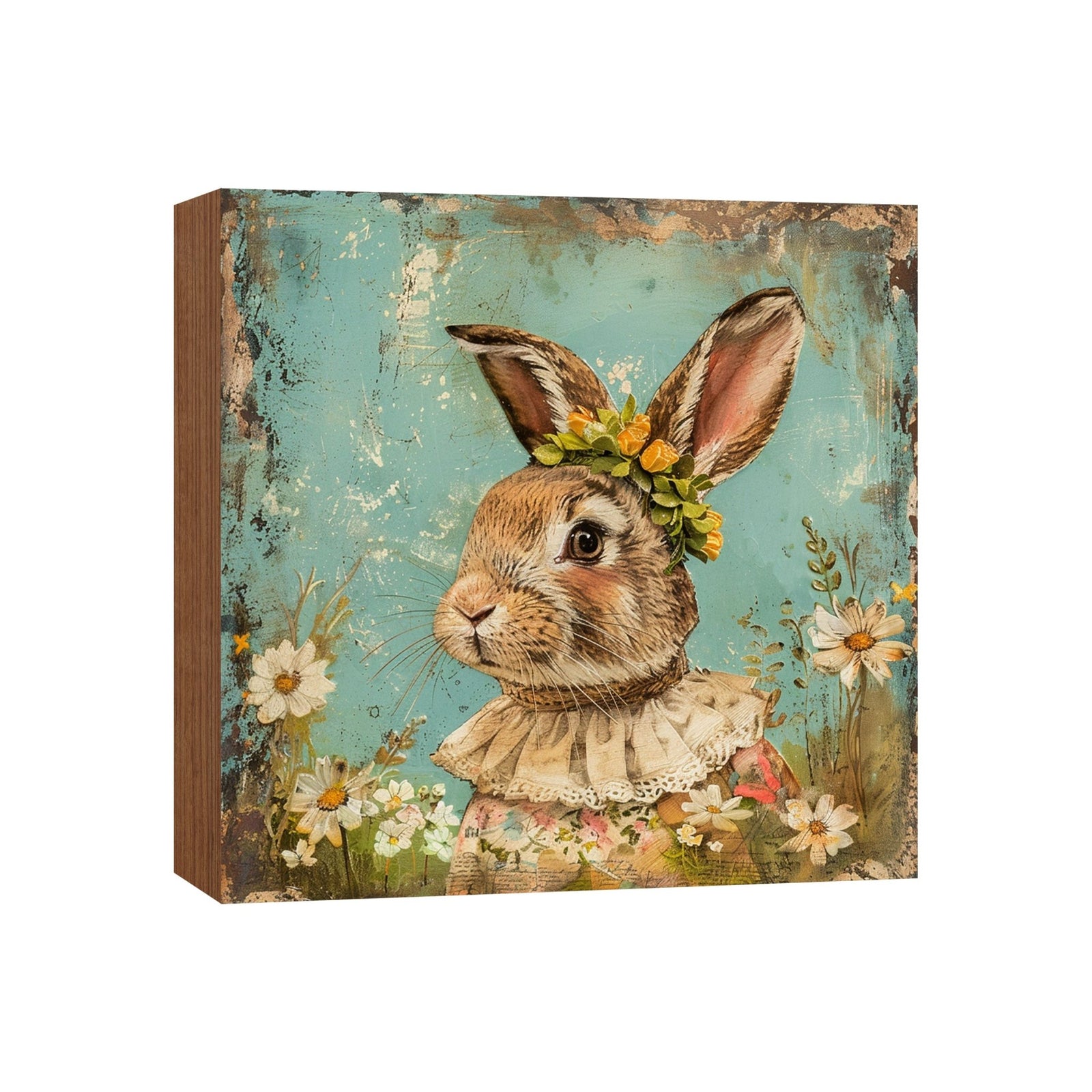 Easter Bunny Shelf Sitter 5x5 — Handcrafted Birch Wood Spring Tiered Tray Décor | Bunny Lover Gift - LifeSong Milestones