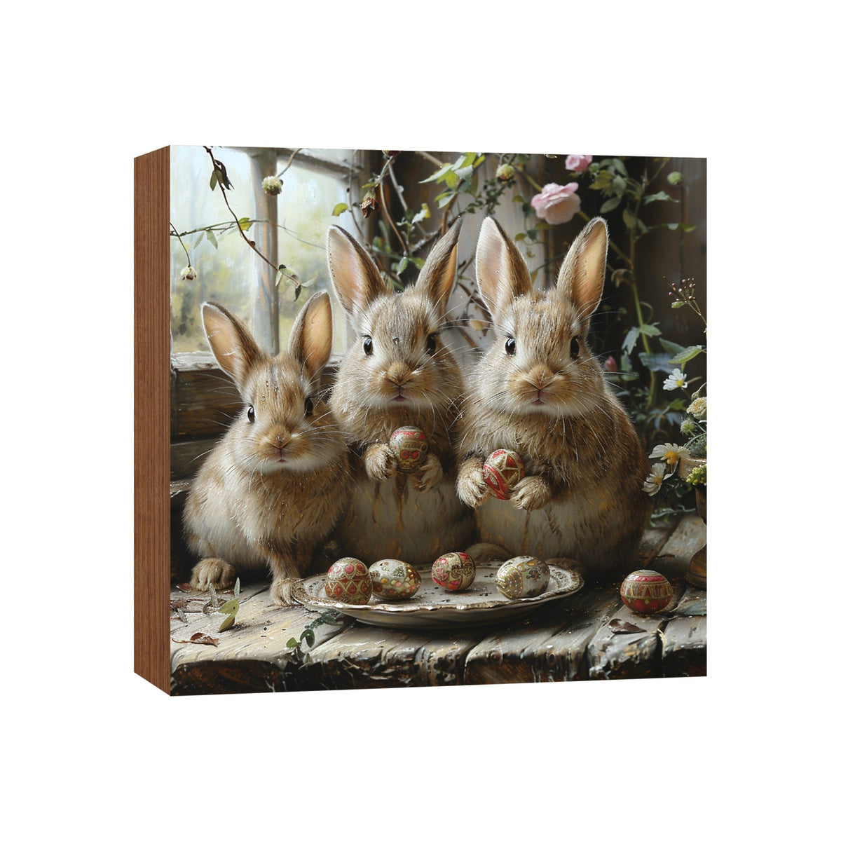 Easter Bunny Shelf Sitter 5x5 — Handcrafted Birch Wood Spring Tiered Tray Décor | Bunny Lover Gift - LifeSong Milestones