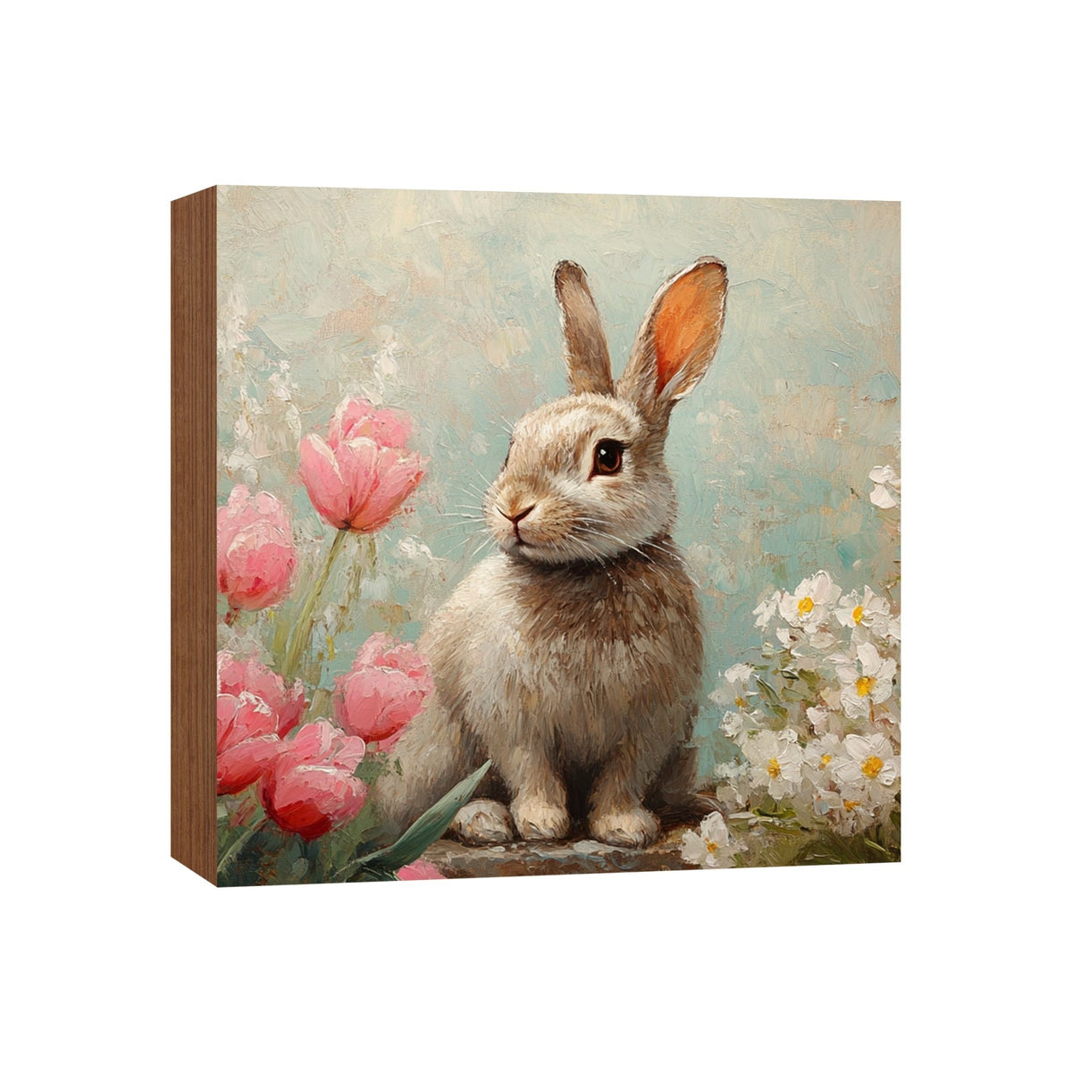 Easter Bunny Shelf Sitter 5x5 — Handcrafted Birch Wood Spring Tiered Tray Décor | Bunny Lover Gift - LifeSong Milestones