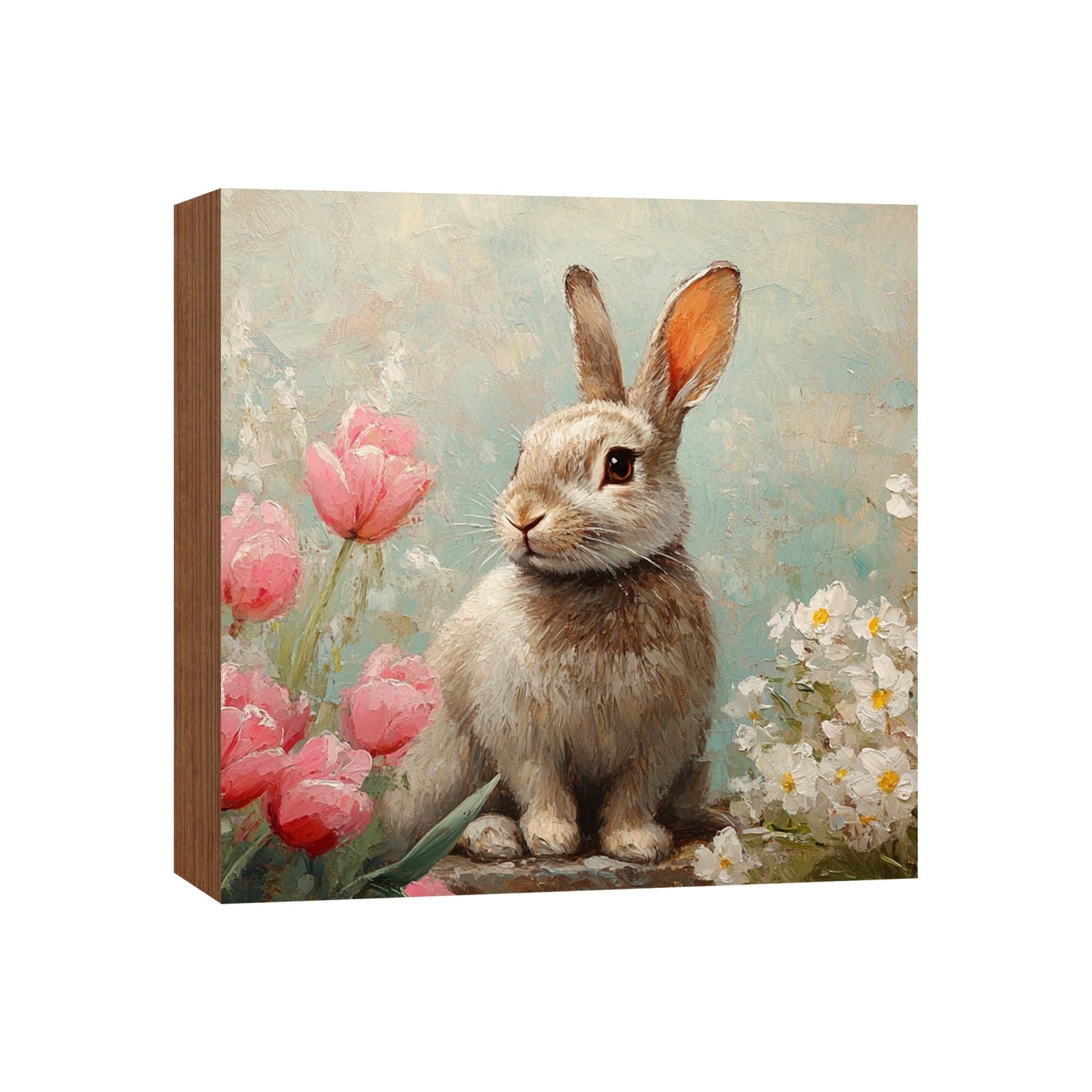 Easter Bunny Shelf Sitter 5x5 — Handcrafted Birch Wood Spring Tiered Tray Décor | Bunny Lover Gift - LifeSong Milestones