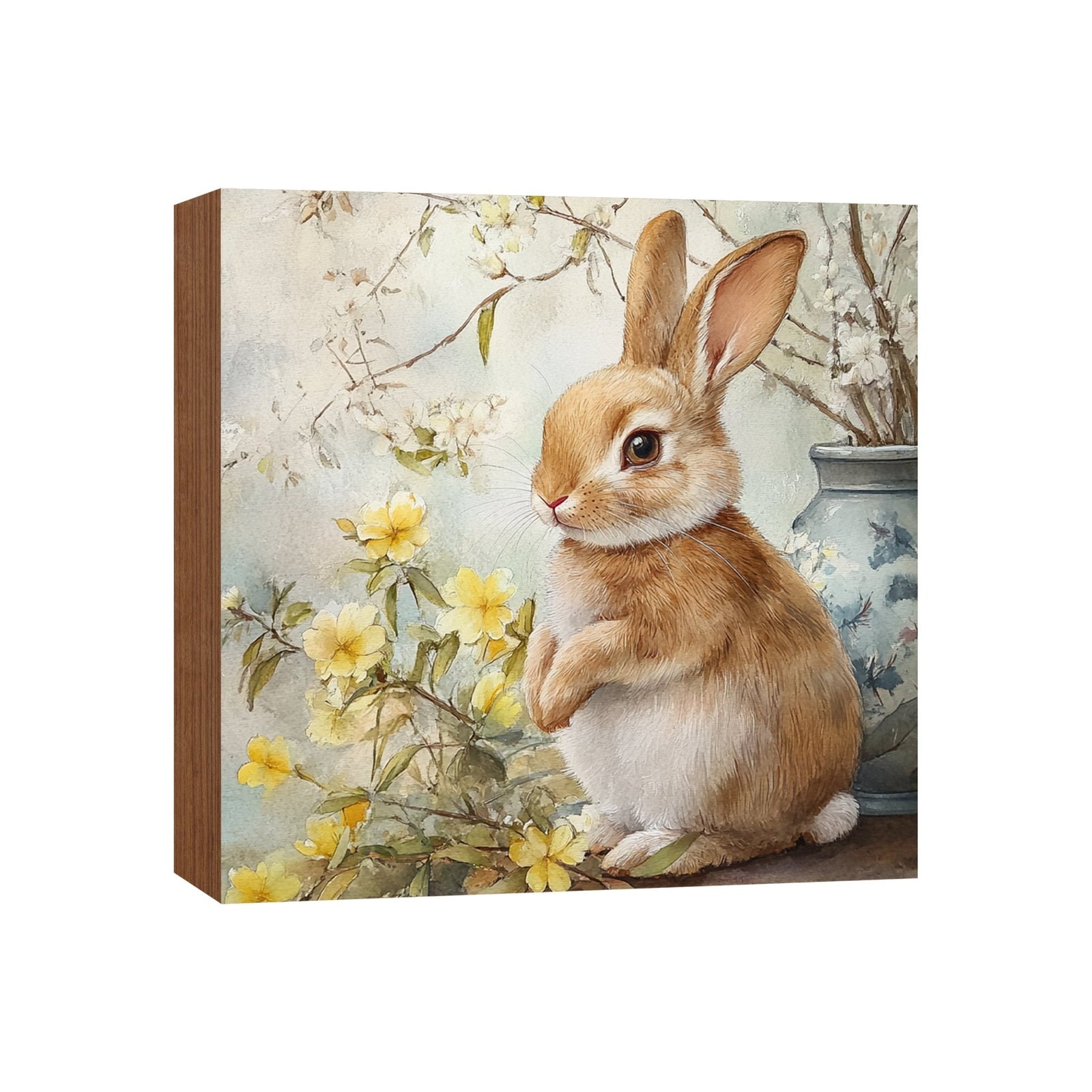 Easter Bunny Shelf Sitter 5x5 — Handcrafted Birch Wood Spring Tiered Tray Décor | Bunny Lover Gift - LifeSong Milestones