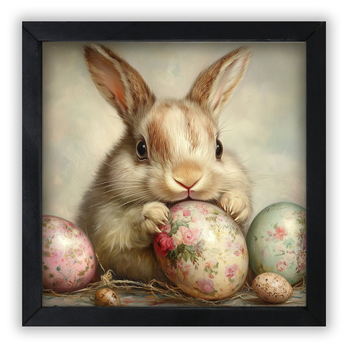 Easter Bunny Wall Art 20x20 — Handcrafted Framed Wood Sign | Spring Home Décor Gift for Her - LifeSong Milestones