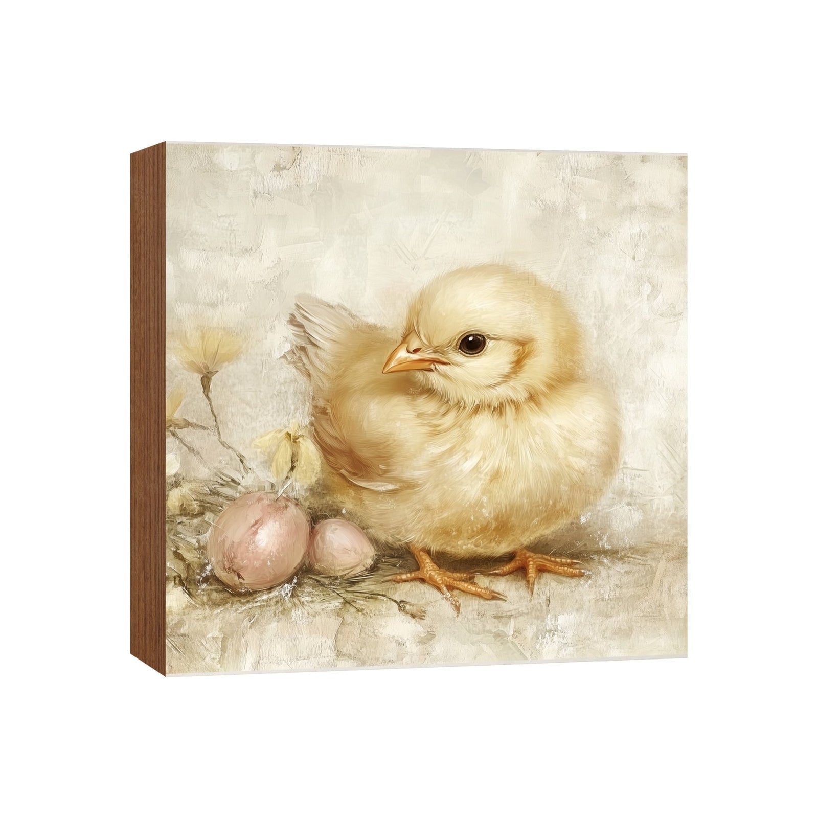 Easter Chick Shelf Sitter 5x5 — Square Birch Wood Spring Décor for Tiered Tray | 2 Designs - LifeSong Milestones