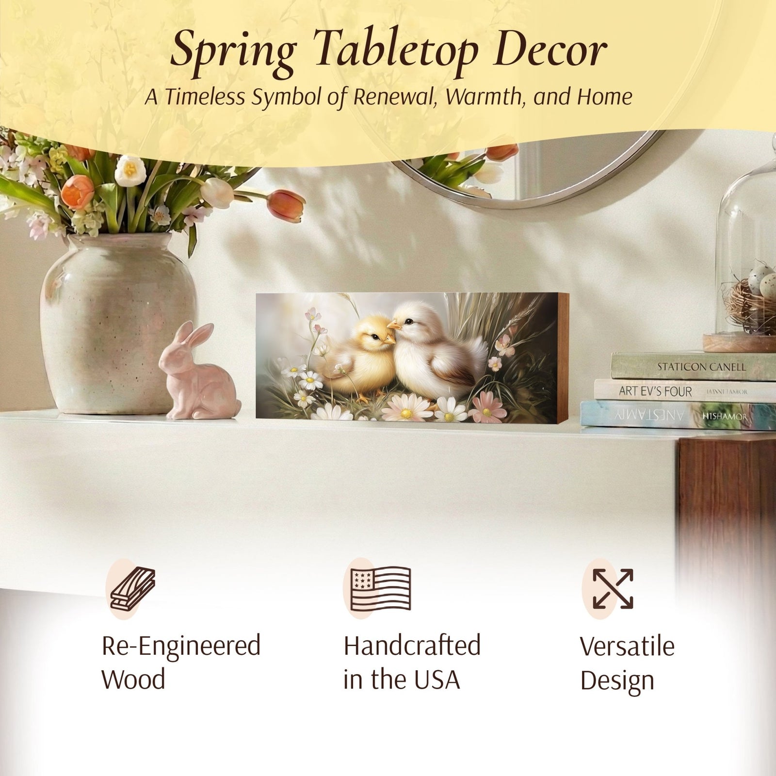 Easter Chick Shelf Sitter — USA-Made Wood Spring Décor for Mantel & Shelf - LifeSong Milestones