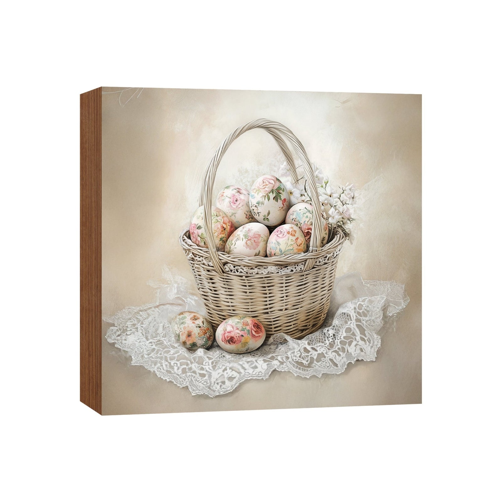 Easter Egg Shelf Sitter 5x5 — Handcrafted Birch Wood Spring Tiered Tray Décor | Easter Gift - LifeSong Milestones