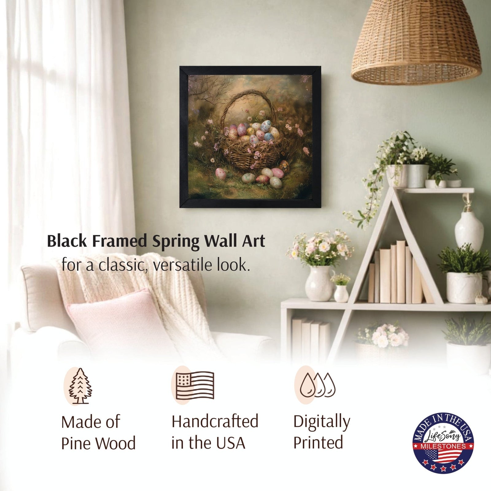 Easter Egg Wall Art — 20x20 Handcrafted Framed Wood Sign | Spring & Easter Home Décor Gift - LifeSong Milestones